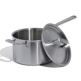 Made In sauce pan with lid for controlled simmering and easy meal prep.