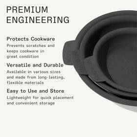 Close-up of Made In silicone pan protector showing flexible cushioned surface