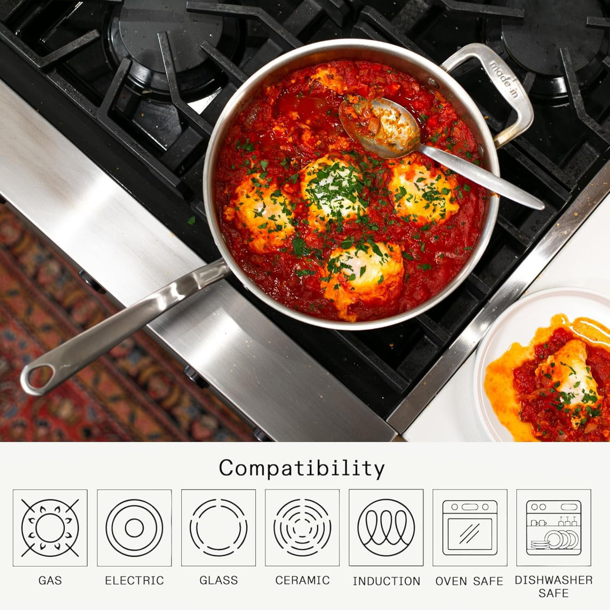 Made In induction-ready cookware works on any cooktop including induction