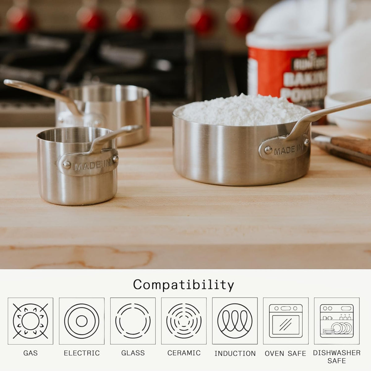 Made In measuring cup set one cup, angle one, clear measurement for liquids and bulk ingredients.