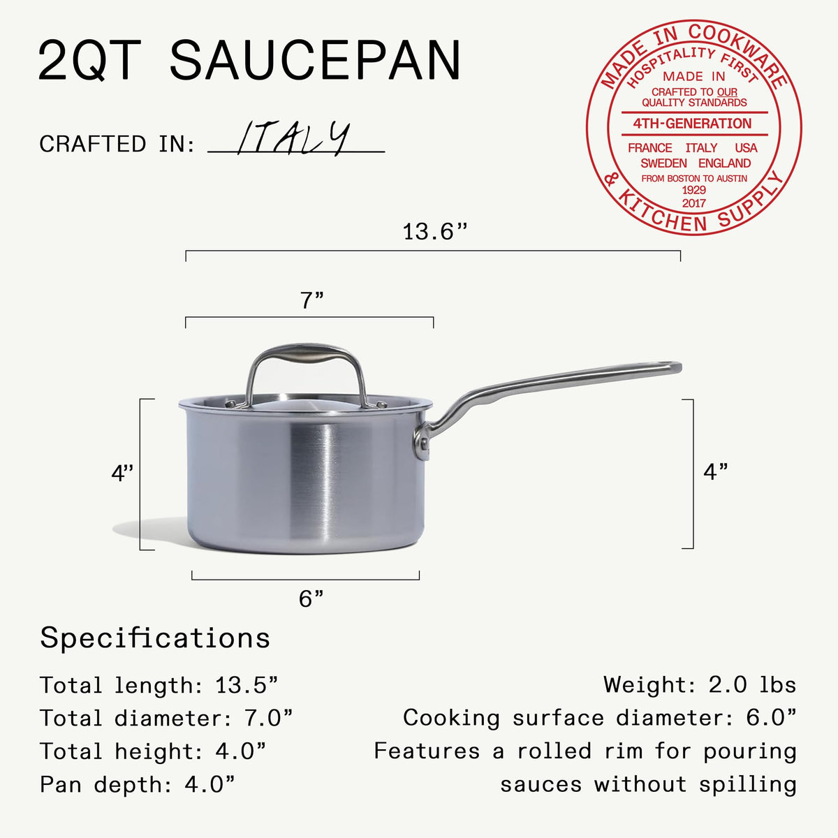 Made In stay-cool handle closeup offers secure grip during simmering