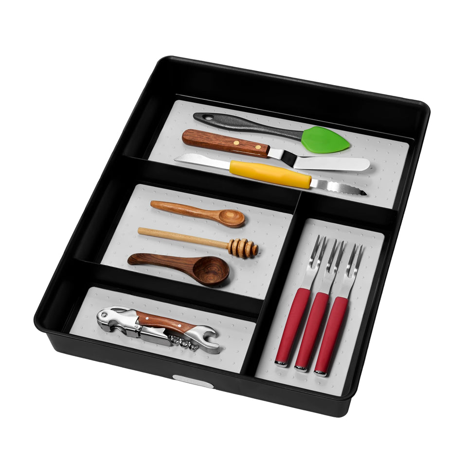 Madesmart classic gadget tray four-compartment top view for organized drawers