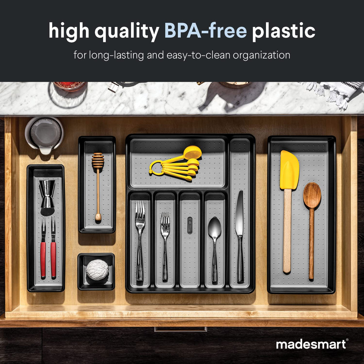 Madesmart Classic Silverware Tray with branded icons for fast item identification