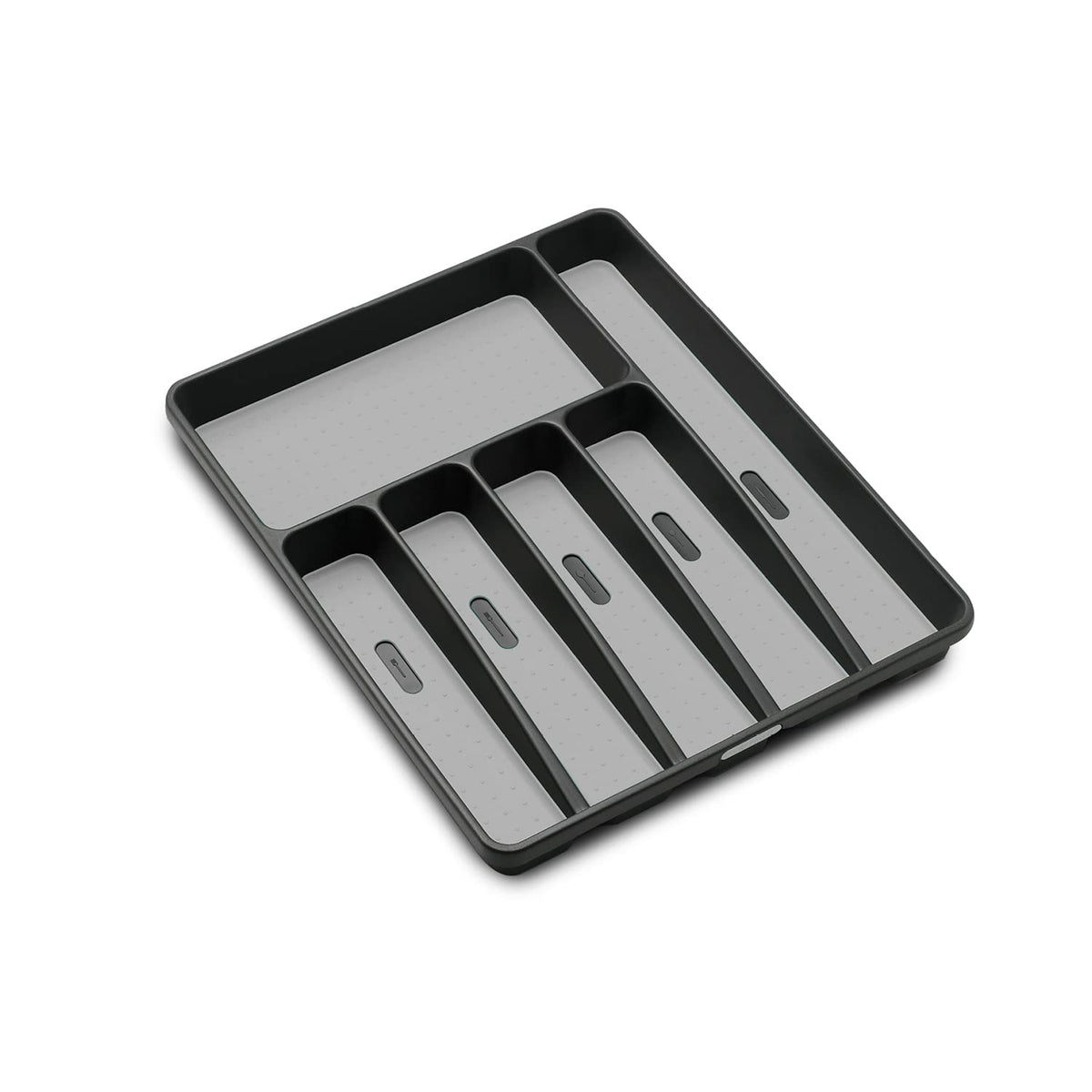 Madesmart Classic Silverware Tray front view in granite finish with six compartments