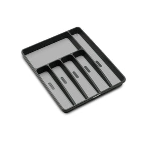 Madesmart Classic Silverware Tray front view in granite finish with six compartments