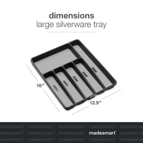 Madesmart Classic Silverware Tray showing non-slip feet stabilizing the drawer