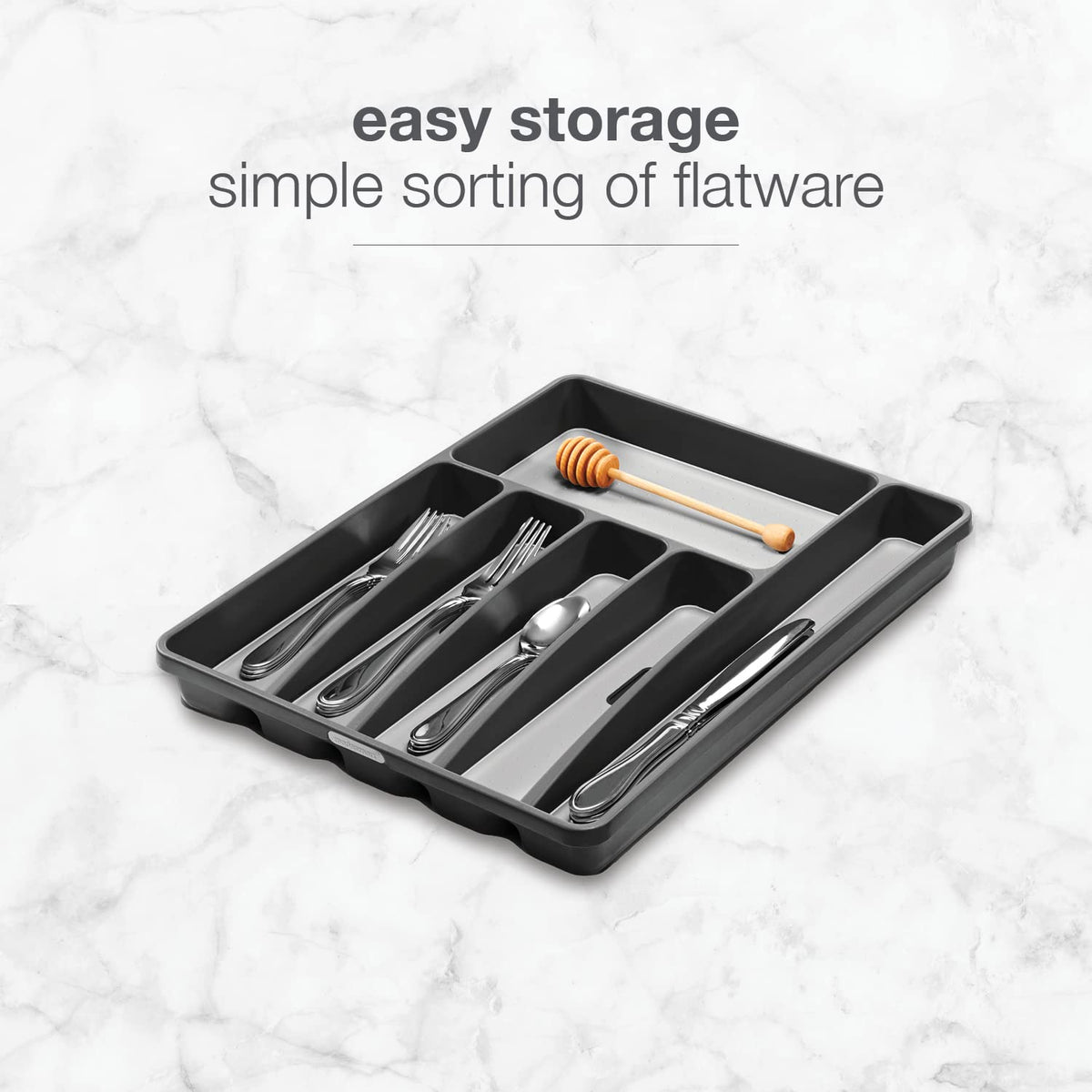 Madesmart Classic Silverware Tray with soft-grip lining protecting utensils during use