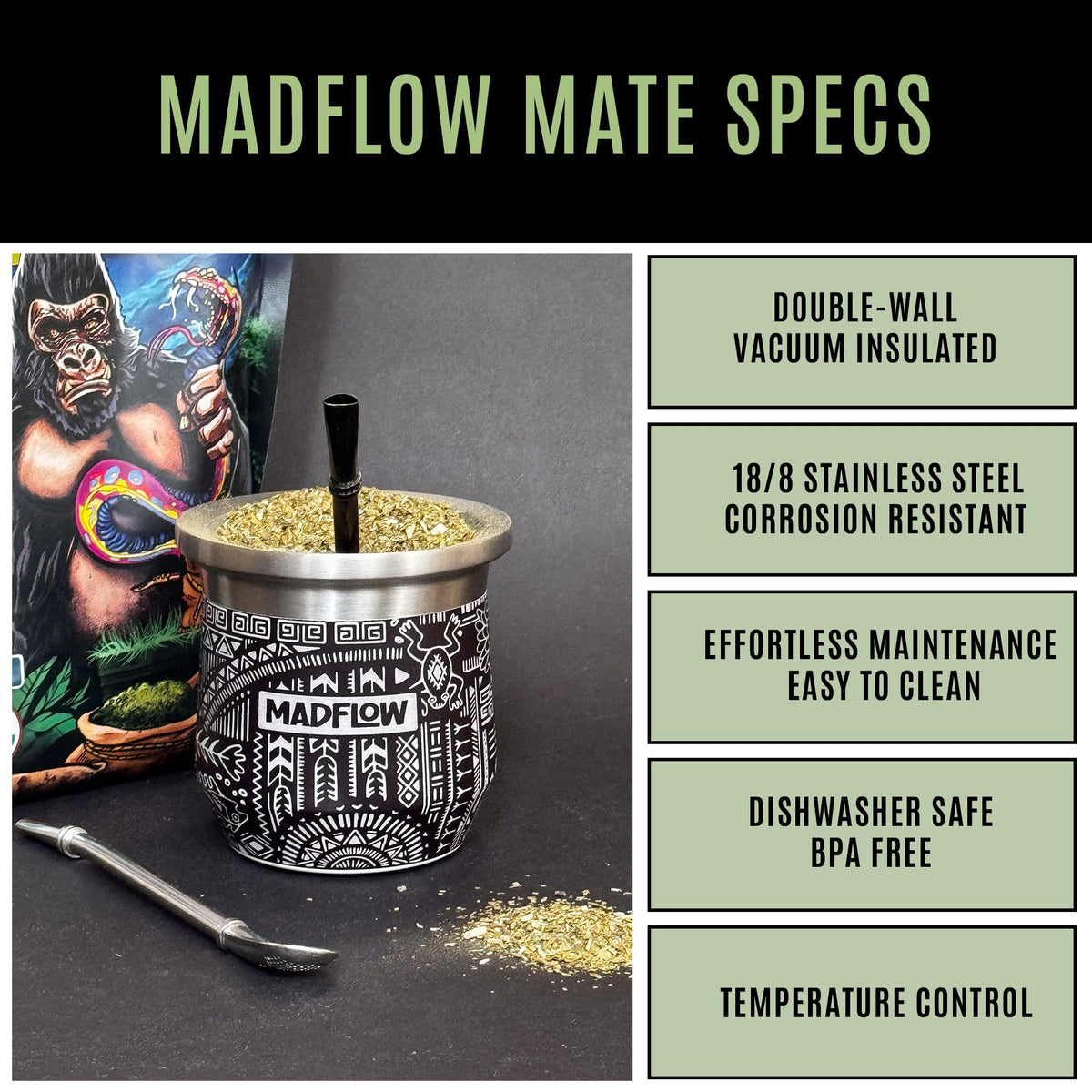 MADFLOW calabash-inspired design highlights traditional mate aesthetics in a modern frame.