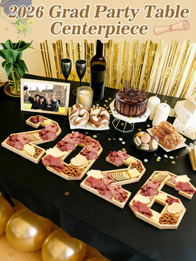 MADHOLLY graduation party table decor highlighting the bamboo boards