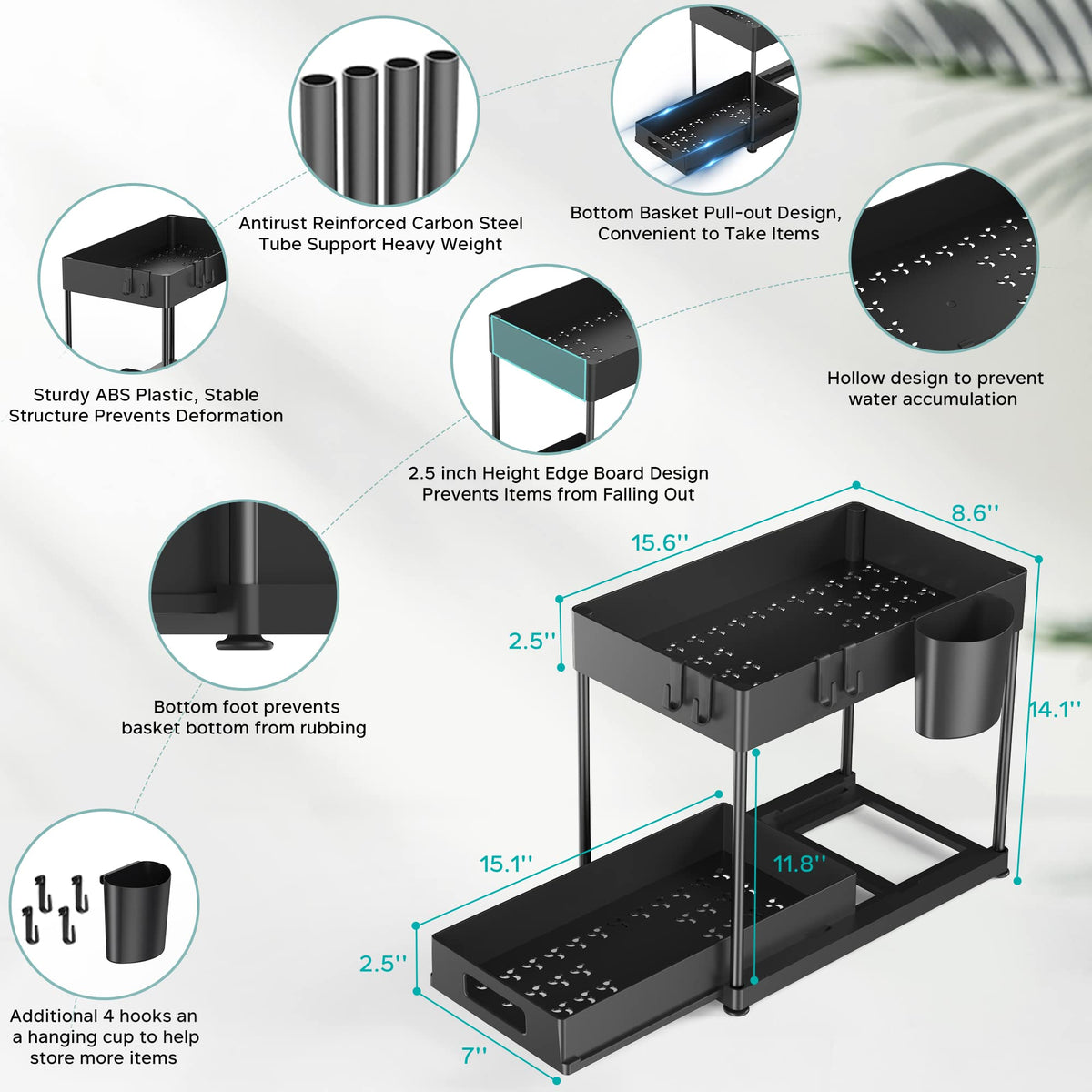 Madoalker two-tier storage holds standard cleaning bottles on both levels