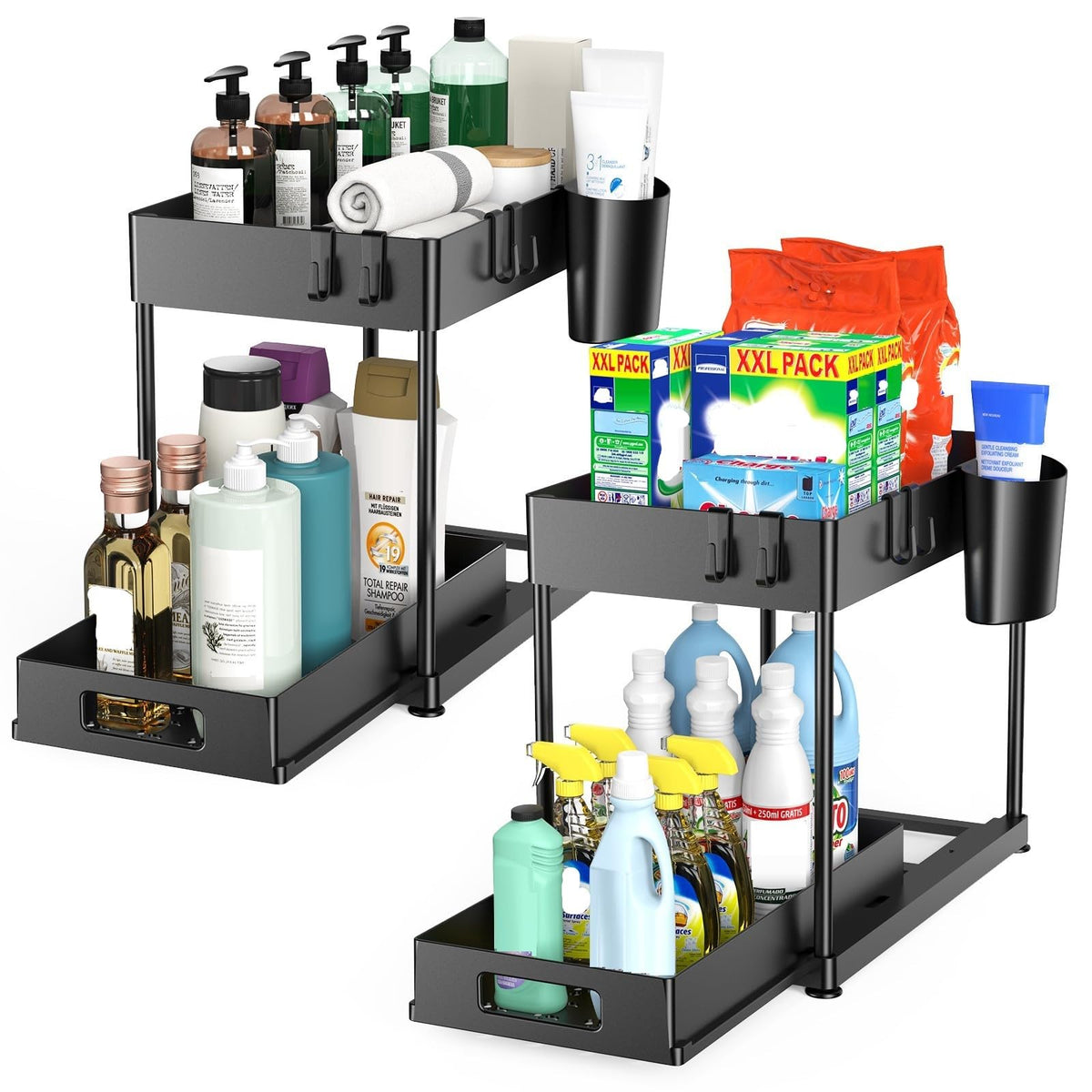 Madoalker under-sink organizer with pull-out drawer for easy access and space saving