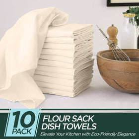 Madras Collections ivory flour sack towel, highly absorbent for drying dishes.