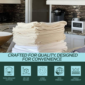 Madras Collections ivory flour sack towel for quick wipe-ups and spill cleanup.