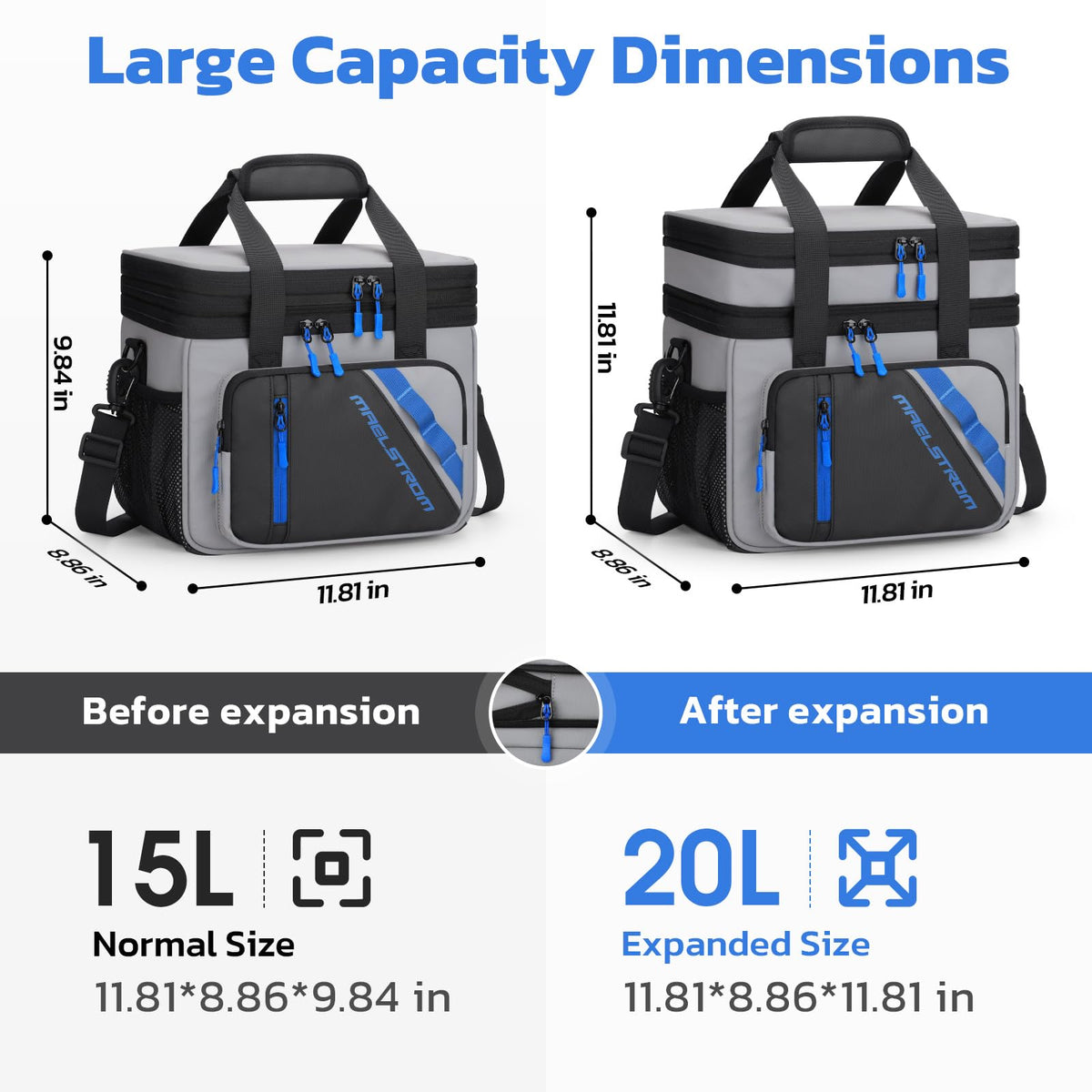 Maelstrom lunch bag with adjustable shoulder strap for comfortable carrying.
