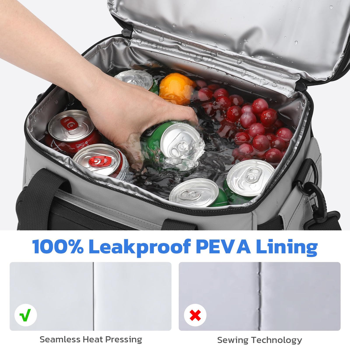 Maelstrom lunch bag leakproof lining helps prevent spills during transport.