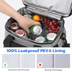 Maelstrom lunch bag leakproof lining helps prevent spills during transport.