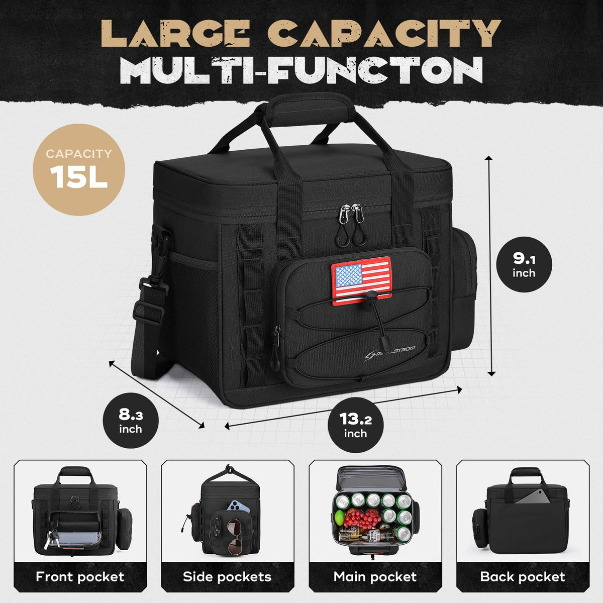 Maelstrom front pocket with flag area for personalized style during outings