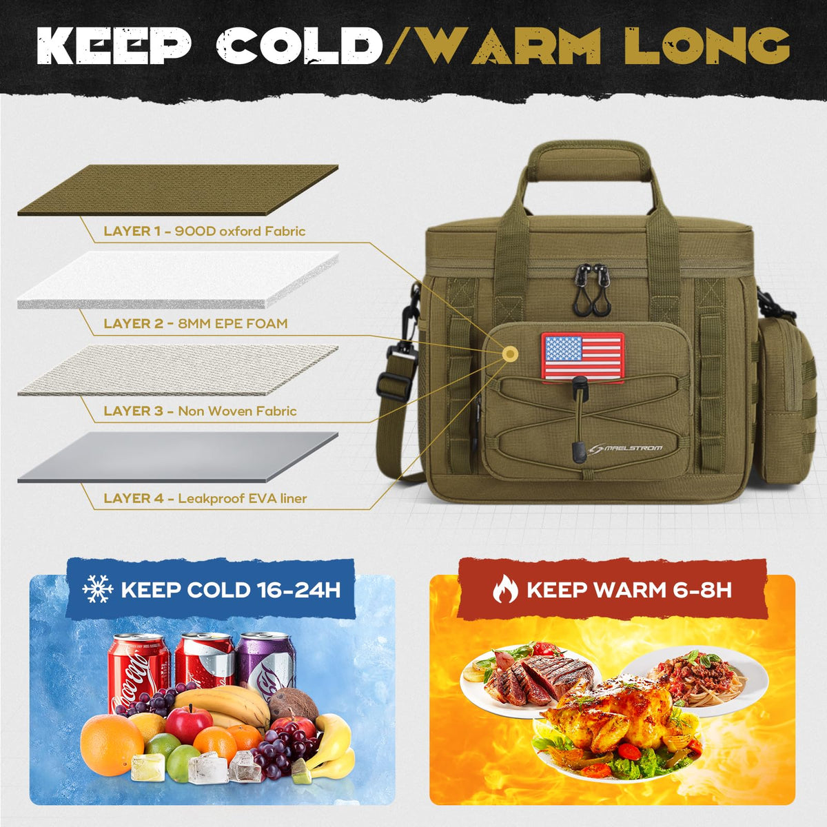 Maelstrom Lunch Box insulated lining keeps food hot or cold