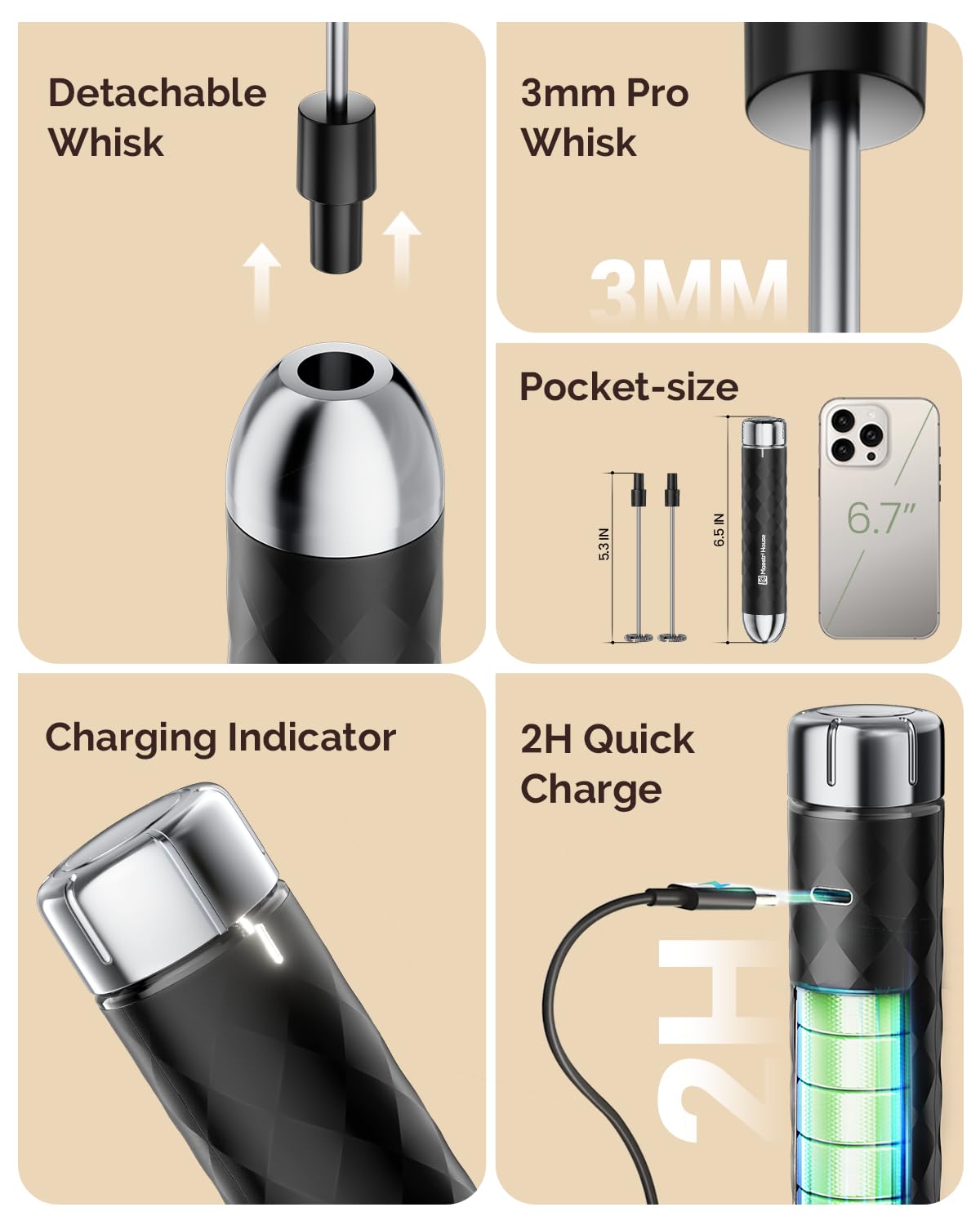 Maestri House LunaFro 2.0 long-lasting battery for daily frothing
