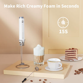 Mesh whisk ideal for cappuccinos and smooth coffee foam.