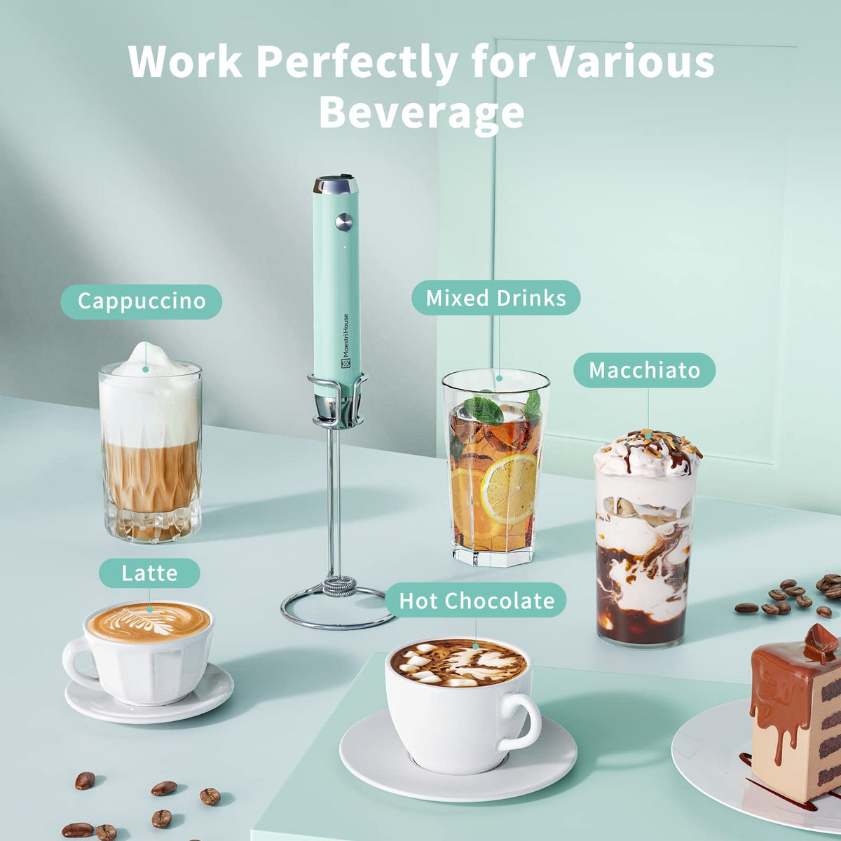 Maestri House LunaFro AS lightweight handheld design fits in cups