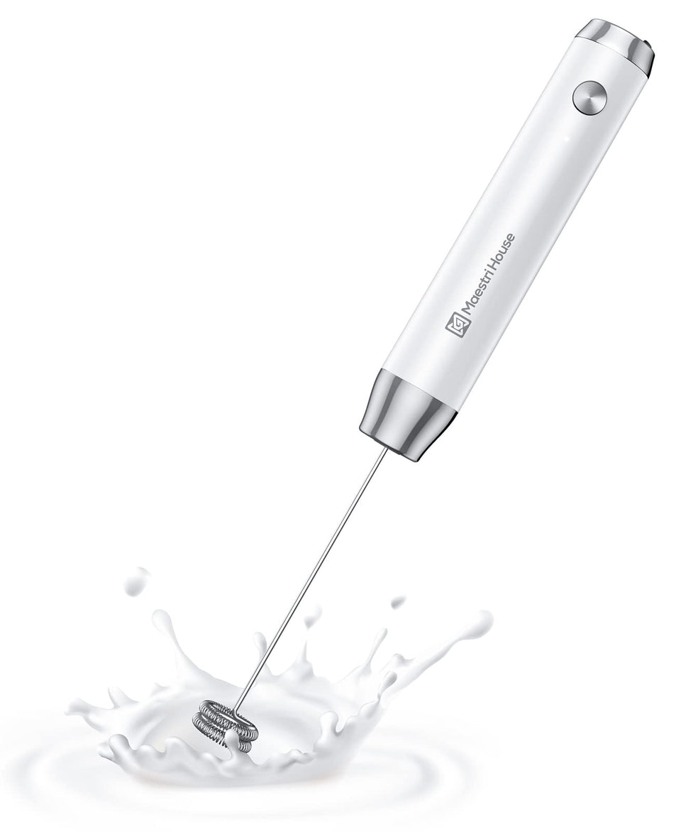 Maestri House LunaFro NS handheld frother ready for latte foam