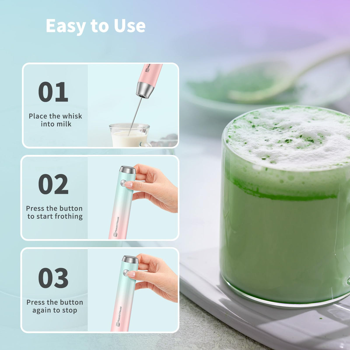 Maestri House LunaFro portable handheld frother for on the go use