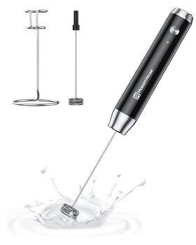 Maestri House LunaFro rechargeable stand on a modern kitchen counter for quick frothing