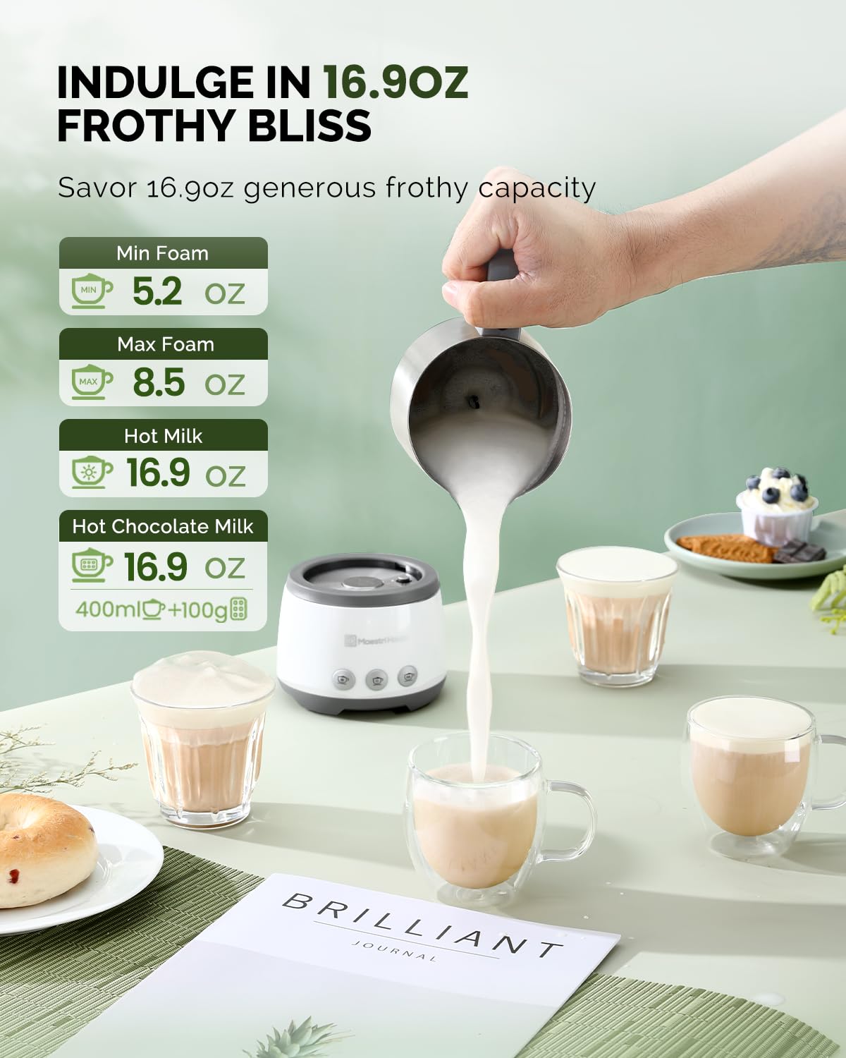 Maestri House Milk Frother hot chocolate milk mode for family treats.