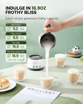 Maestri House Milk Frother hot chocolate milk mode for family treats.