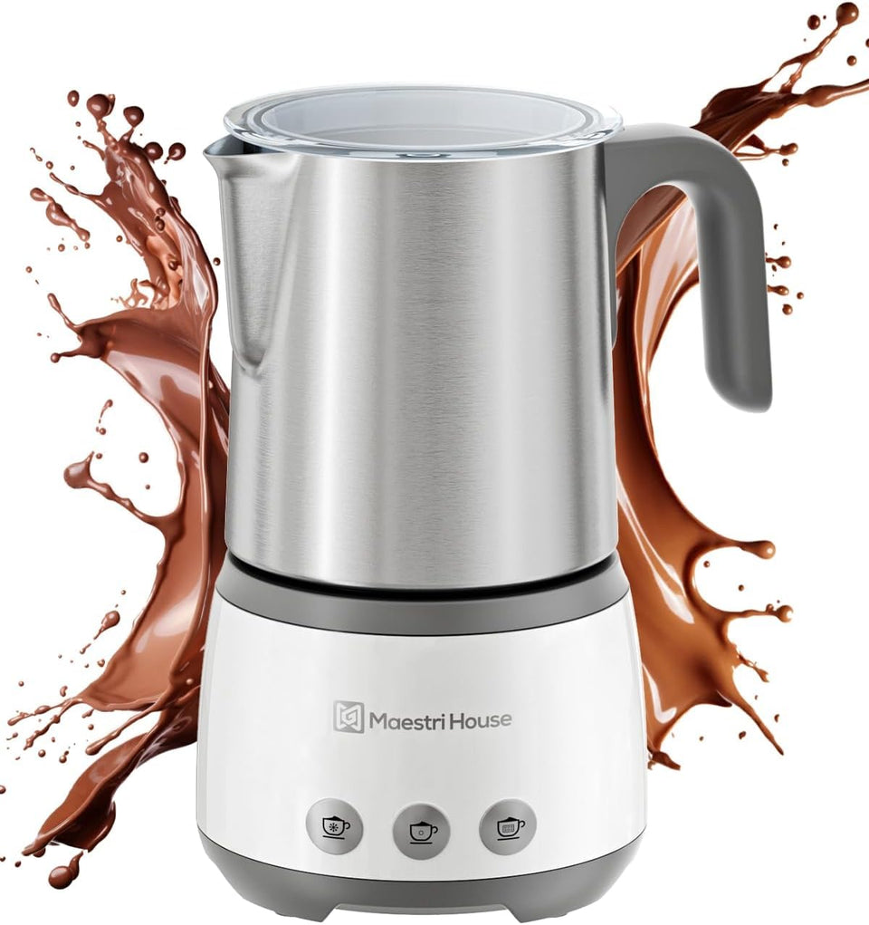 Maestri House Milk Frother top view demonstrates compact design for fast frothing.