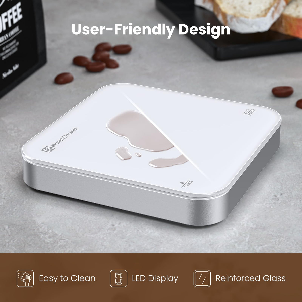 Maestri House Mini Coffee Scale automatic sleep mode saves energy.