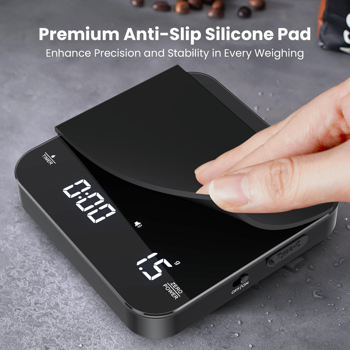 Maestri House Mini Coffee Scale borosilicate glass surface, waterproof and easy to clean