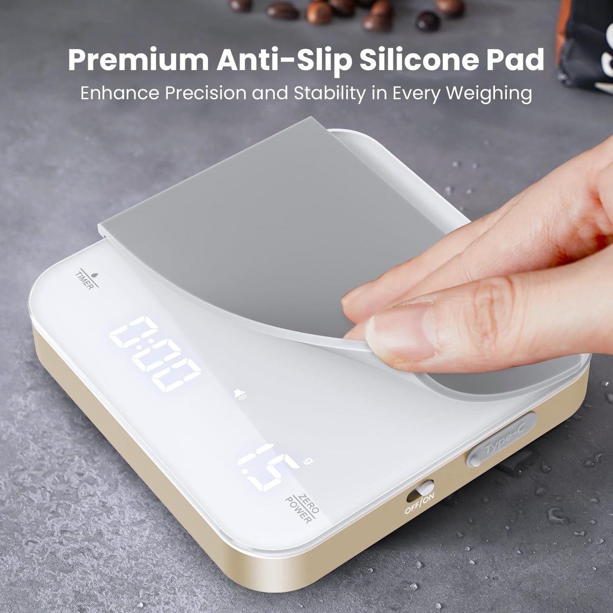 Maestri House Mini Coffee Scale with detachable silicone pad for protection
