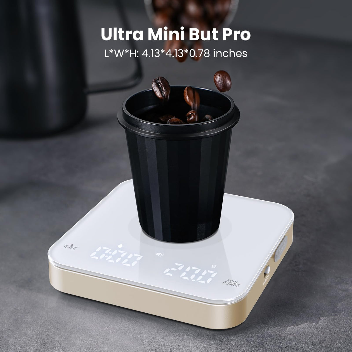 Maestri House Mini Coffee Scale on an espresso machine for exact dosing