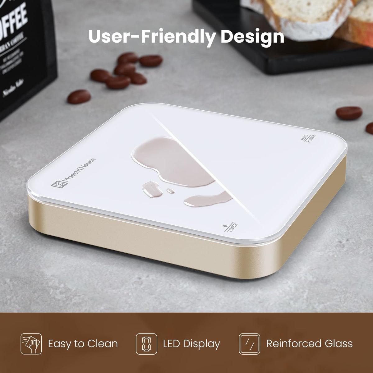 Maestri House Mini Coffee Scale mute function for quiet mornings