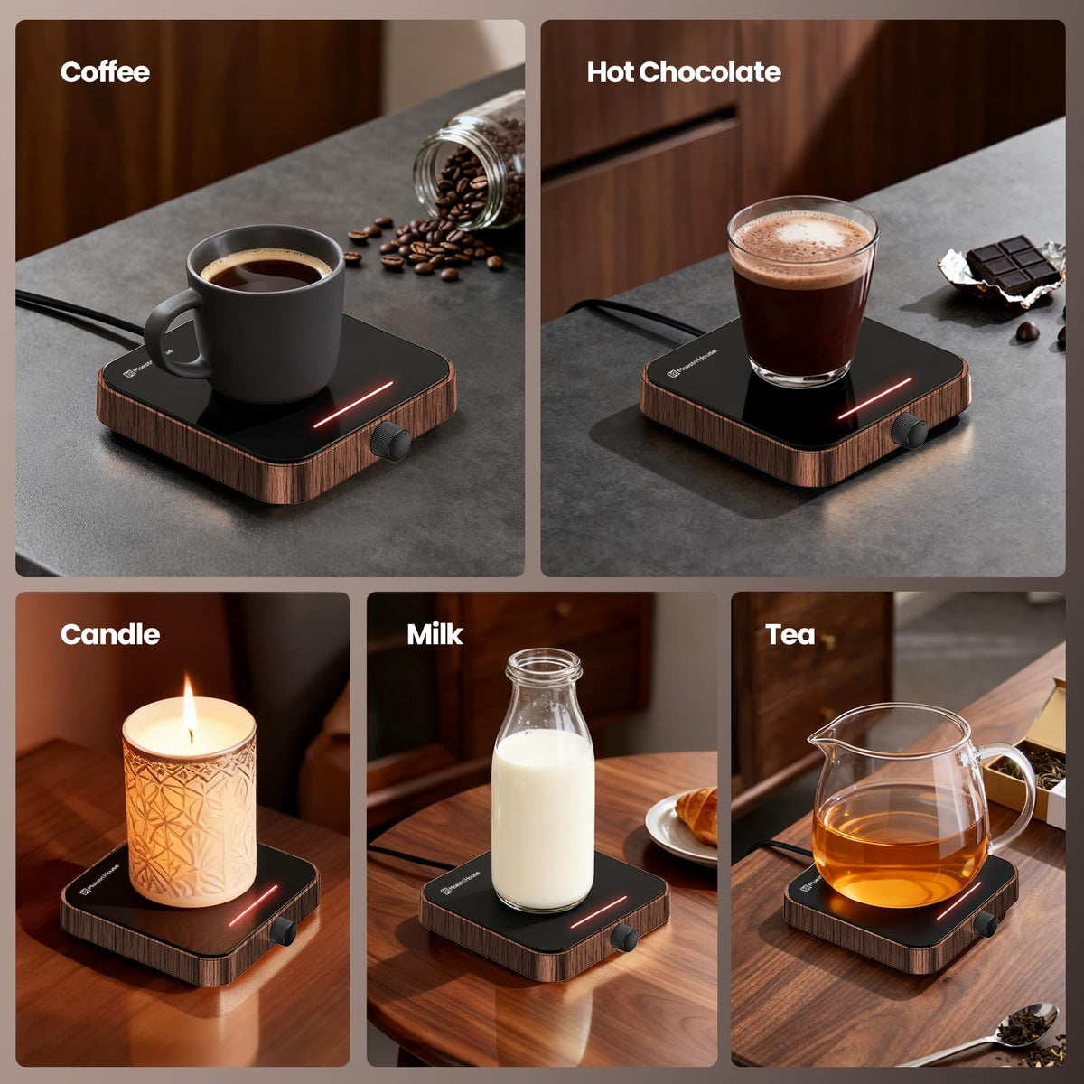 Maestri House mug warmer with 8-hour auto shut-off for safe unattended use
