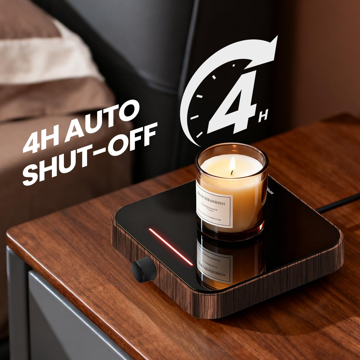 Maestri House mug warmer wood grain design adds style to the workspace