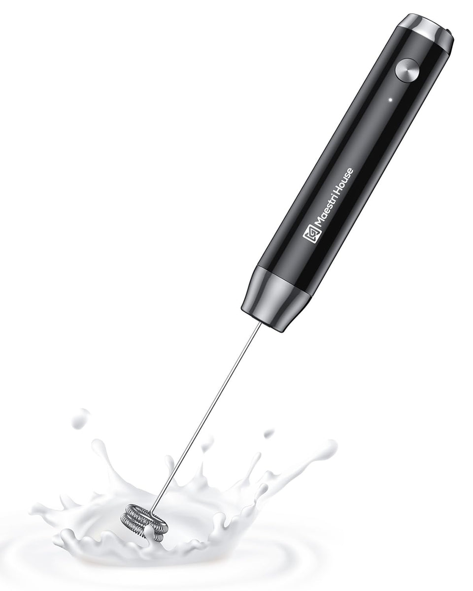 Maestri House rechargeable milk frother handheld foamer for silky latte foam