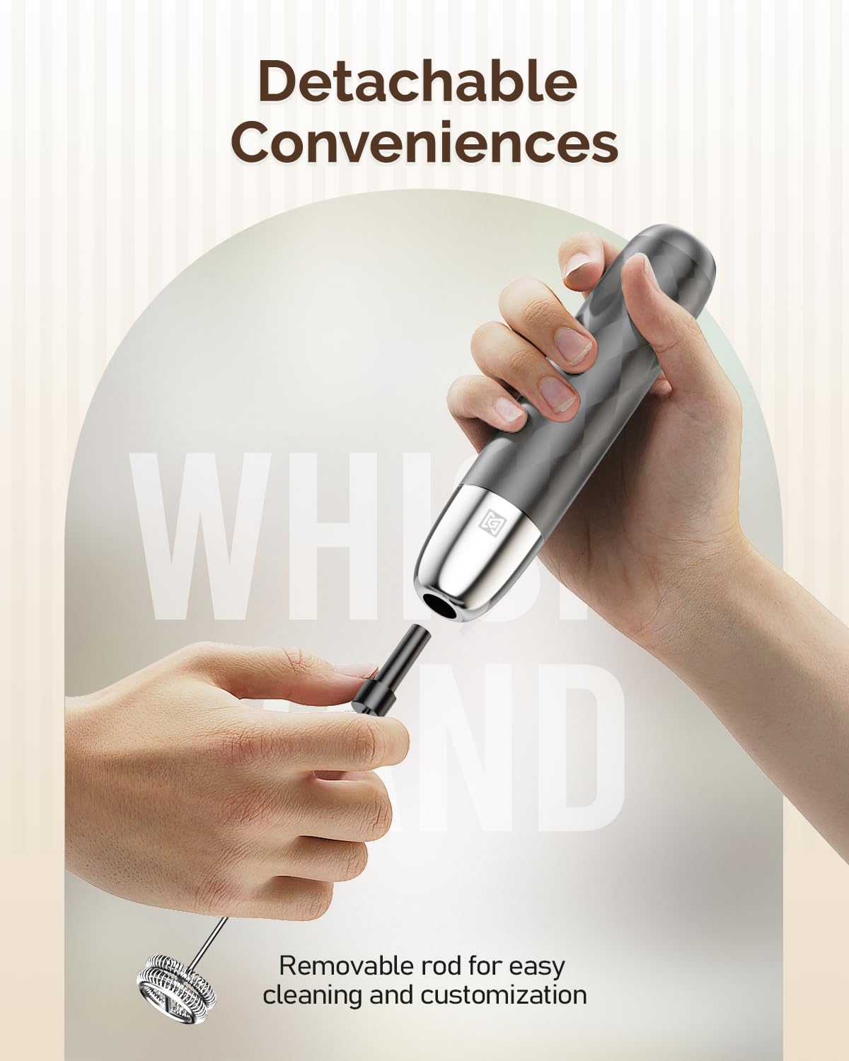 Maestri House stainless steel whisk quickly froths matcha and milk.