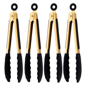 Mafier 4-piece tongs handle close-up showing durable grip for precise serving