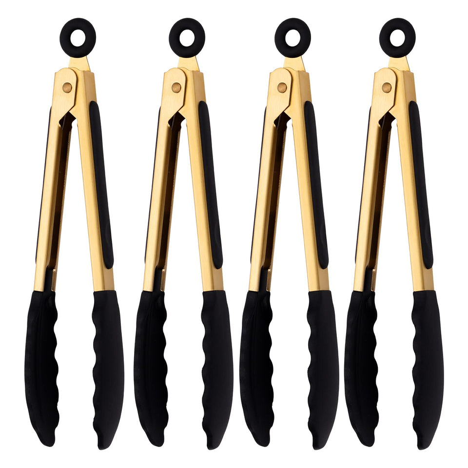 Mafier 4-piece tongs handle close-up showing durable grip for precise serving