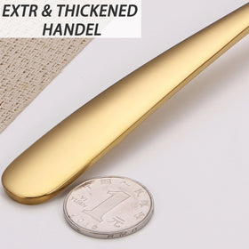 Mafier elegant gold finish enhances table setup and food presentation.