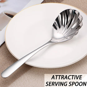 Mafier stainless serving spoons with ergonomic flat handles for comfort
