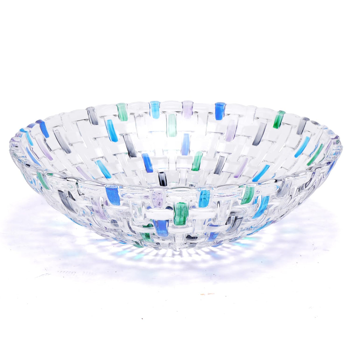 MAGCOLOR hand-painted blue woven glass bowl as a bright fruit centerpiece
