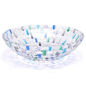 MAGCOLOR hand-painted blue woven glass bowl as a bright fruit centerpiece