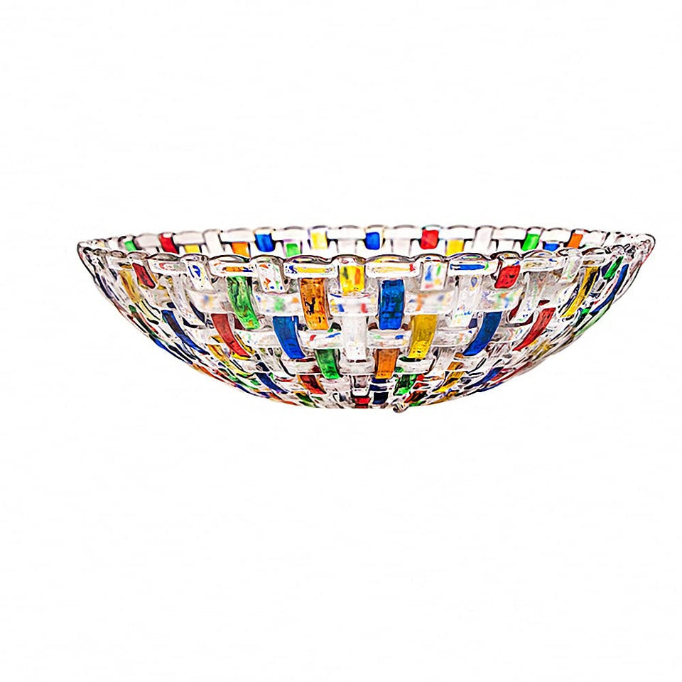 MAGCOLOR hand-painted colorful woven glass bowl enhances vibrant table centerpiece