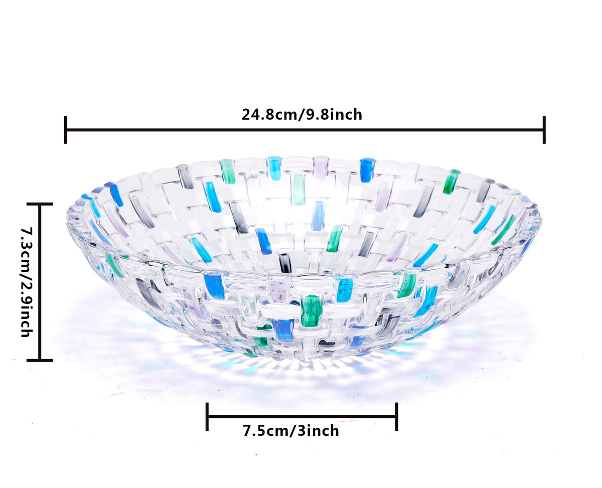 MAGCOLOR hand-painted glass crystal bowl with colorful weave