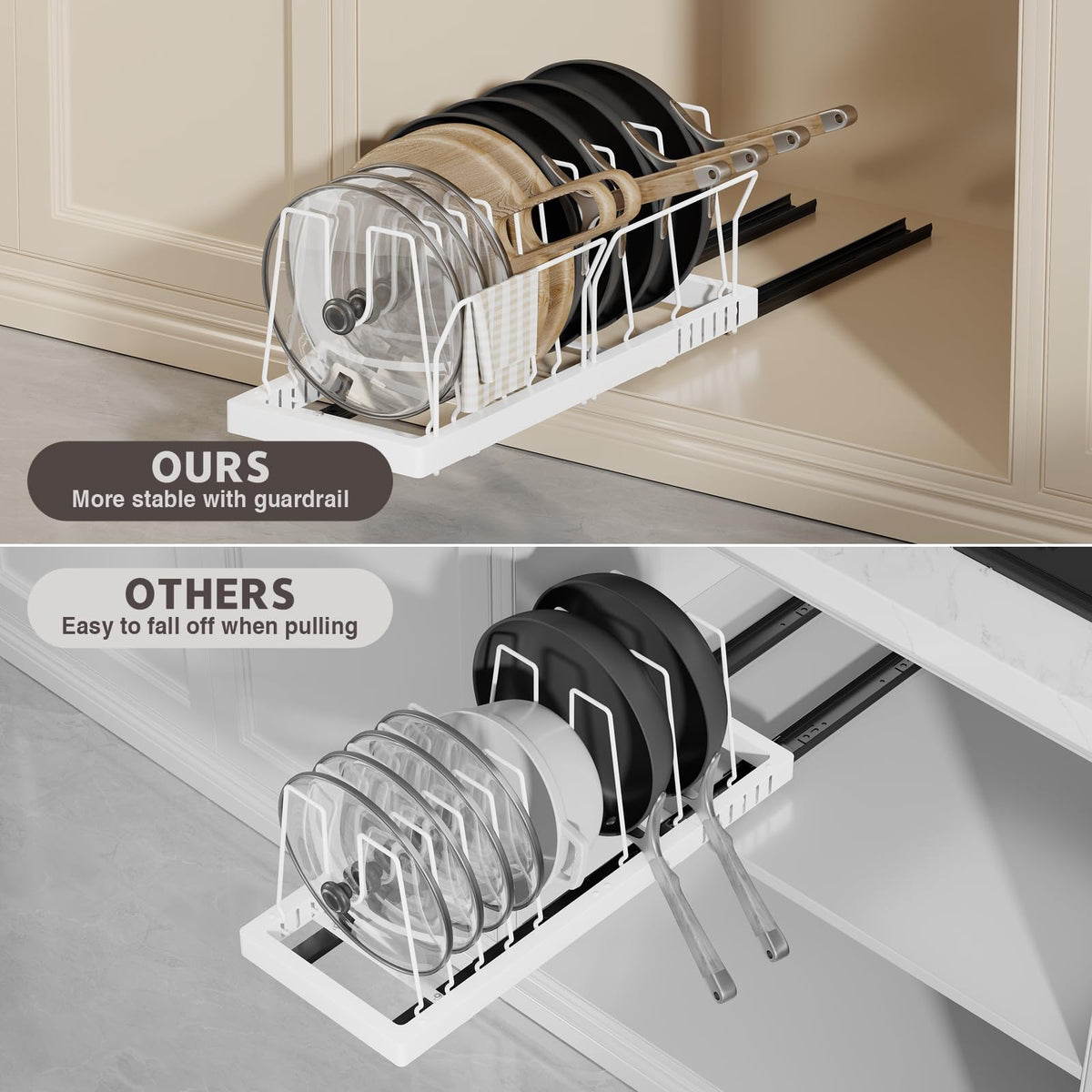 Magheo carbon steel rack delivers strong, durable cookware storage