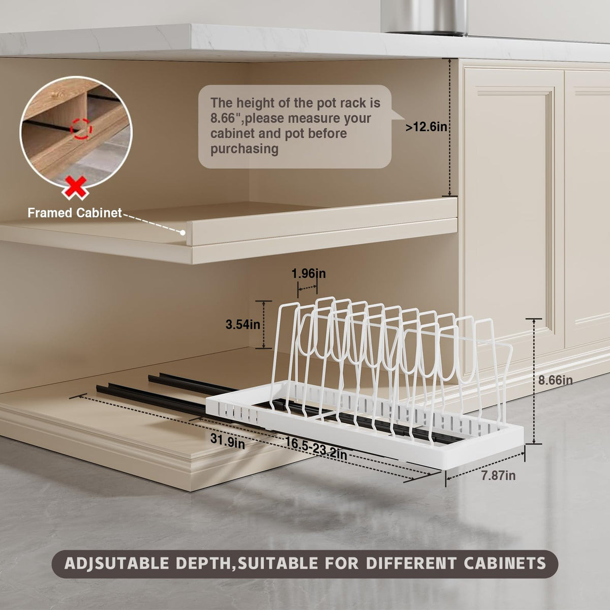 Magheo adjustable guardrails and handle brackets fit various pot sizes